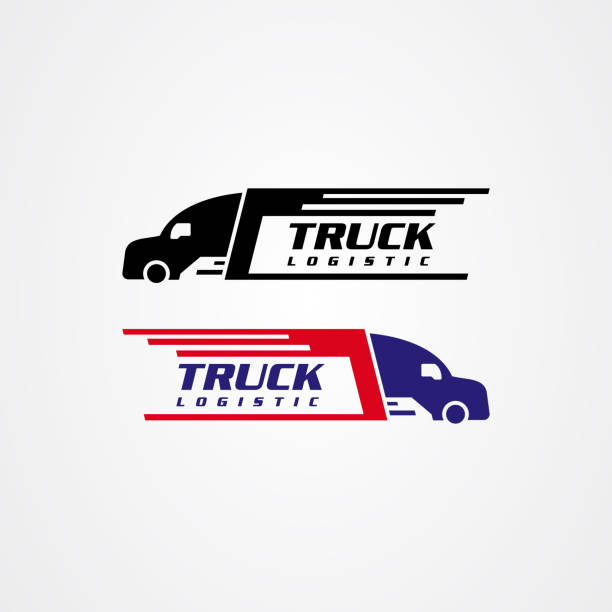 ilustrações de stock, clip art, desenhos animados e ícones de truck silhouette icon vector design, logistics or delivery service logo. - trucking