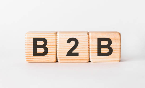 istock B2B letters of wooden blocks in pillar form on white background, copy space 1186234047