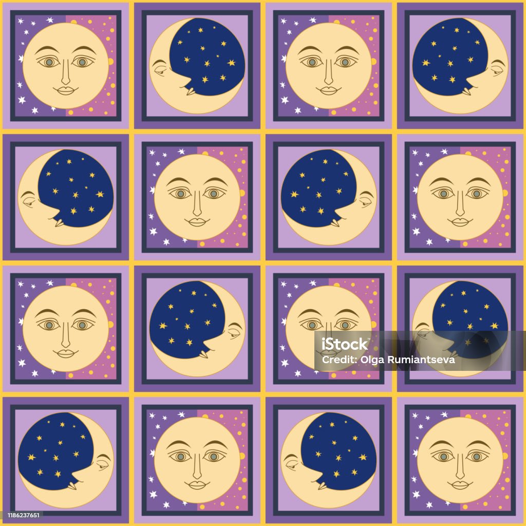 Moon Buff Pattern Madfish01 Moon Pattern Stock Illustration - Download Image Now ...