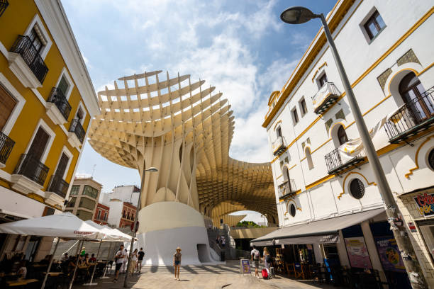 Metropol Parasol by architect Jurgen Mayer wooden structure in Seville, Spain stock photo