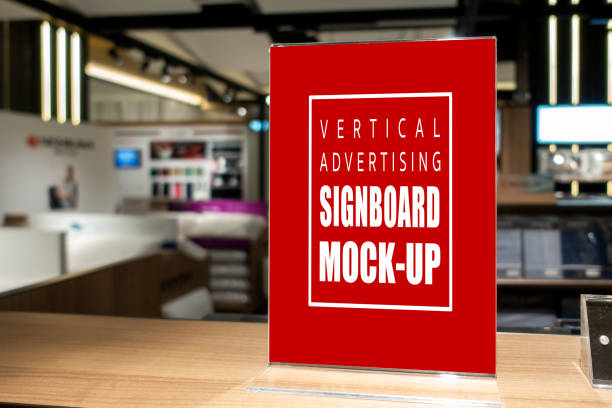 istock Mock up vertical signboard with acrylic frame in shop 1186238769
