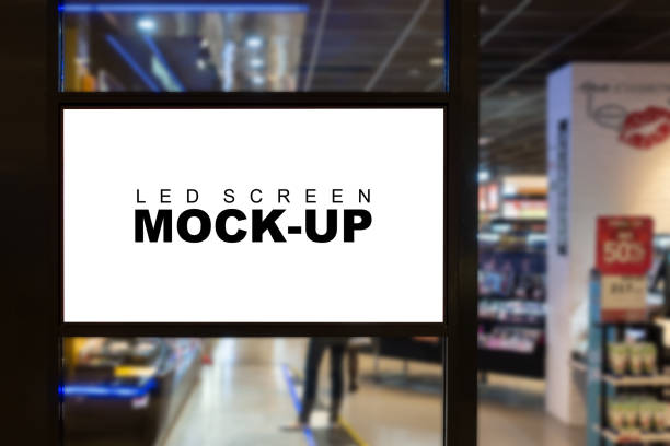 istock Mock up horizontal LED Screen in book store 1186239832