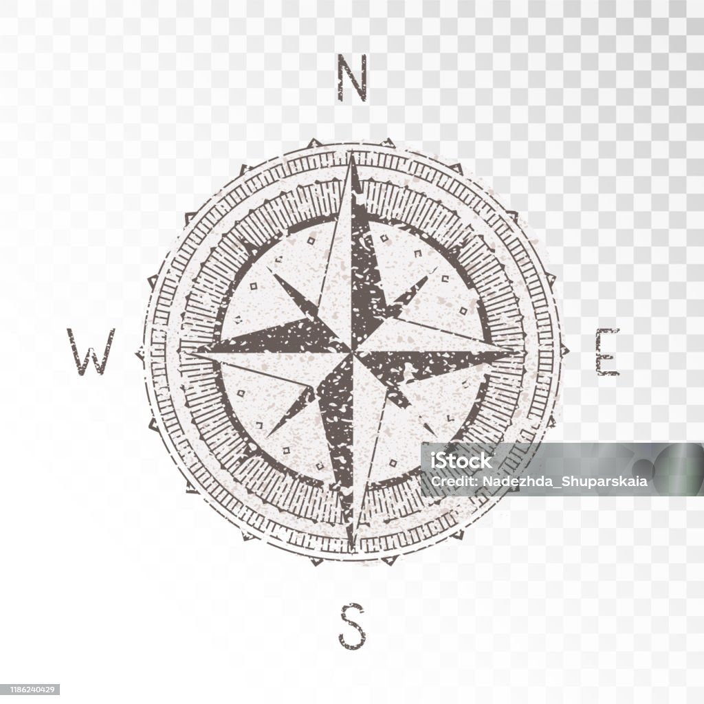 Vector Illustration With A Vintage Textured Compass Or Wind Rose And ...