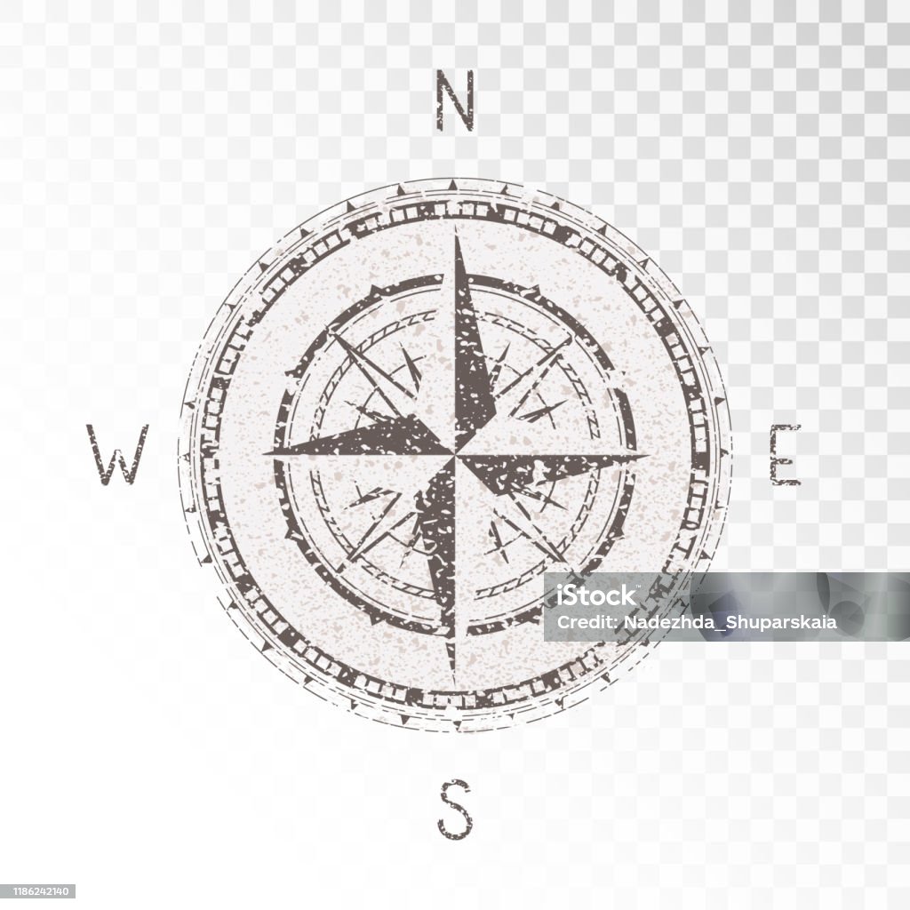 Vector Illustration With A Vintage Textured Compass Or Wind Rose And ...