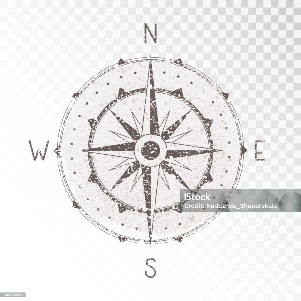 Vector Illustration With A Vintage Textured Compass Or Wind Rose And ...