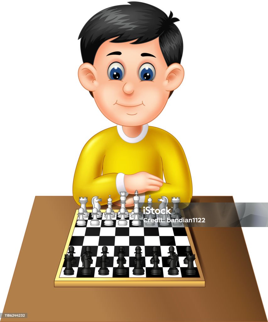 Cool Boy Chơi Phim Hoạt Hình Cờ Vua Hình minh họa Sẵn có - Tải ...