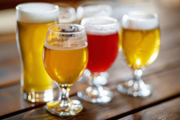 istock Glasses of various draft beer on the table 1186250122