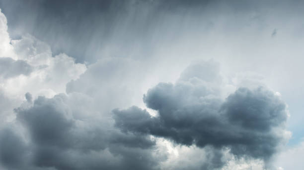 istock Storm clouds with stripes of rain from above 1186252183