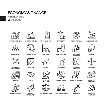 Simple Set of Economy and Finance Related Vector Line Icons. Outline Symbol Collection