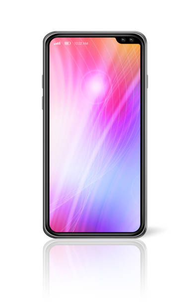 istock All-screen colorful smartphone mockup isolated on white. 3D render 1186254419