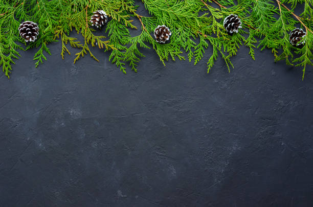 istock Christmas background with fir tree and decor. Top view with copy space 1186255422