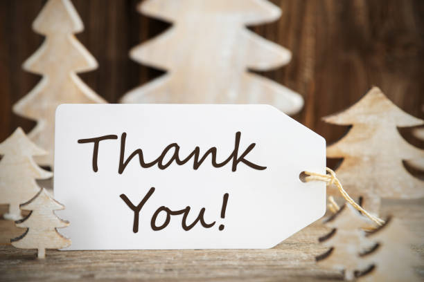 istock Christmas Tree, Label With English Text Thank You 1186255764