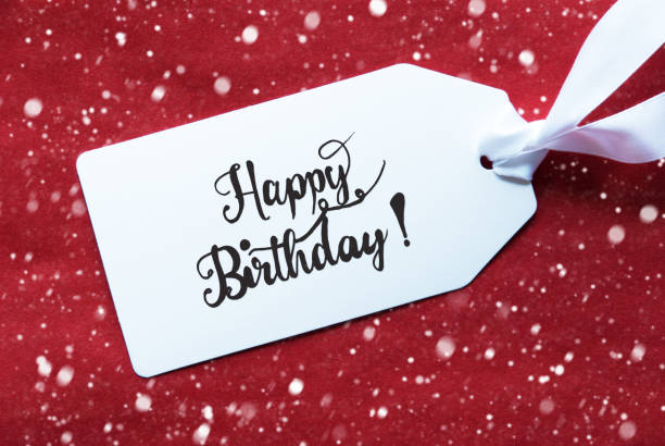 istock Red Background, Label With Text Happy Birthday, Snowflakes 1186256000