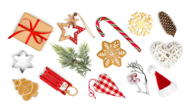 istock Christmas holiday objects and various decorations isolated on white background 1186257508