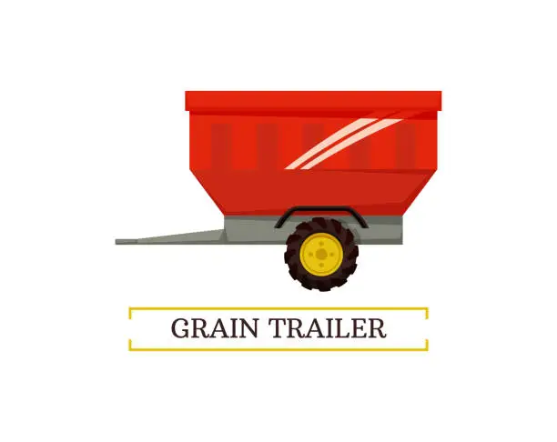 Vector illustration of Grain Trailer Wheel Container Vector Illustration