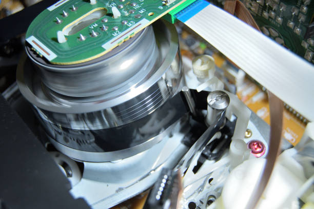 istock Cassette tape in Vhs video mechanism helical head 1186272078