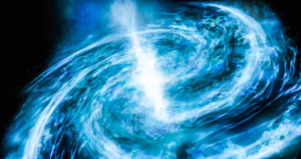 istock Impressive structure of the spiral purple galaxy. 1186273576