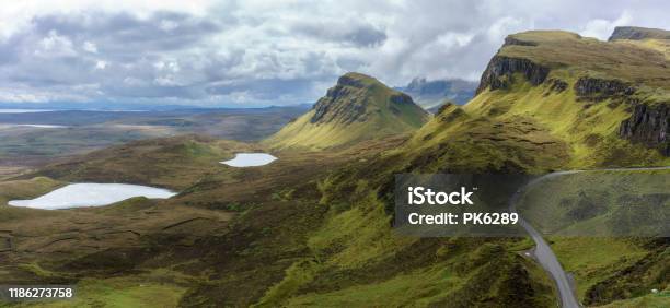 Panoramic Image Of Spectacular Scenery Of The Quiraing On The Isle Of Skye In Summer Scotland Stock Photo - Download Image Now