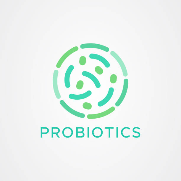 プロバイオティクス細菌ロゴデザイン。治療のための健康な栄養成分 - probiotics点のイラスト素材／クリップアート素材／マンガ素材／アイコン素材