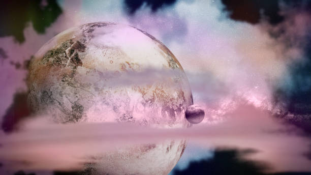 istock mysterious alien planet,  extraterrestrial world hidden in colorful nebula 1186279697