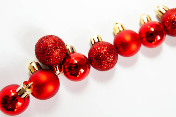 istock Red christmas balls with tender bokeh 1186285011
