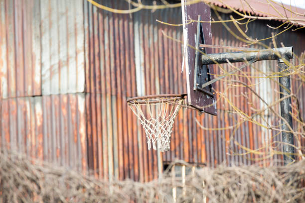 istock Basketball hoop placed outdoors. rusty basketball hoop 1186287557