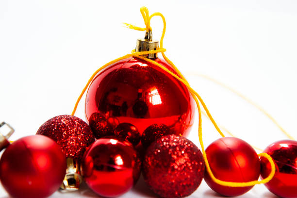 istock Red christmas balls with tender bokeh 1186287801