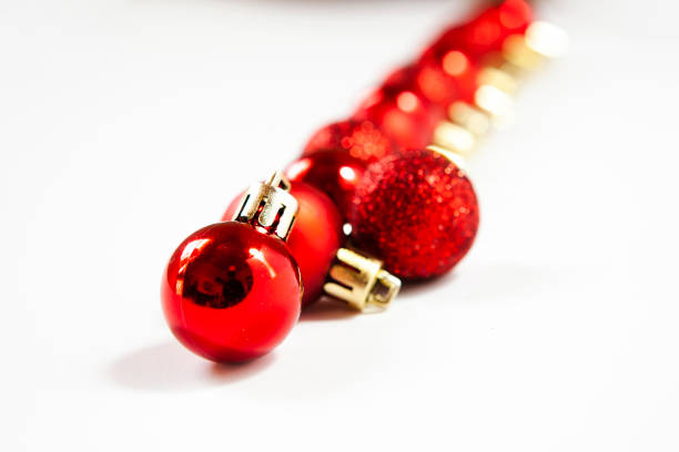 istock Red christmas balls with tender bokeh 1186287853