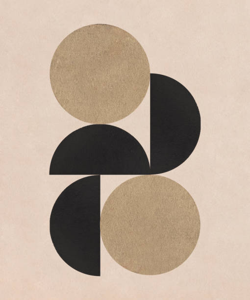 Abstract Art Deco Collage with geometric form and paper texture