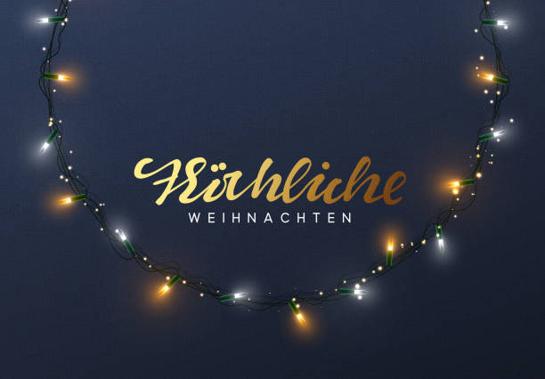 istock Glowing Christmas lights Wreath for Xmas Holiday greeting cards design 1186294940