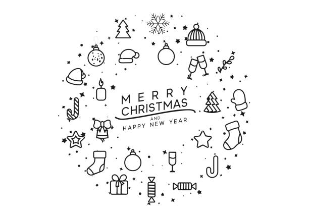 ilustrações de stock, clip art, desenhos animados e ícones de merry christmas and happy new year. - xmas modern trees night