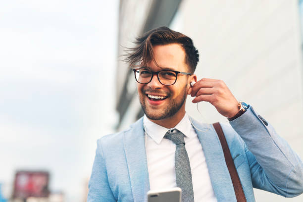 istock Businessman enjoying music 1186298672
