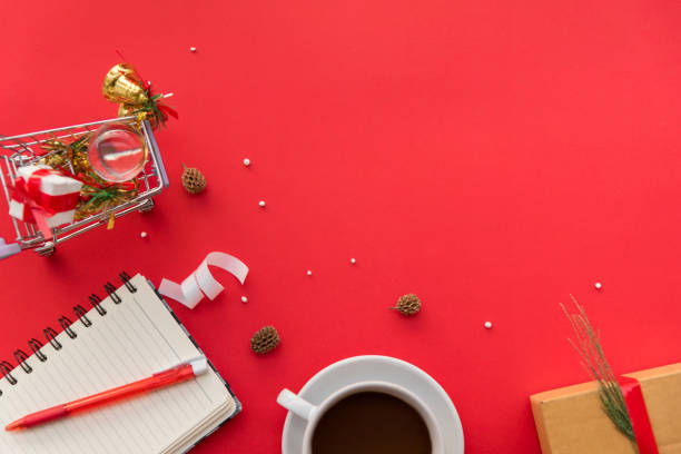 istock Christmas background with fir tree and decor. Top view with copy space 1186300373