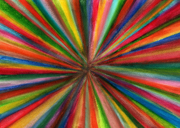방사형 멀티 컬러 라인 - rainbow striped abstract in a row stock illustrations