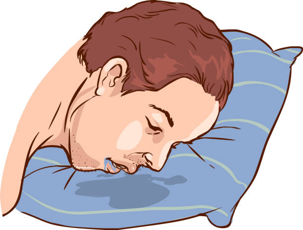 An image of a Man drooling on his pillow vector illustration vector art illustration