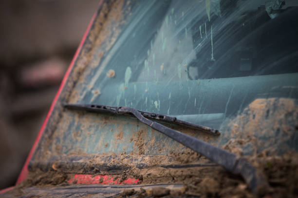 istock Muddy wind screen of an off road 1186301915