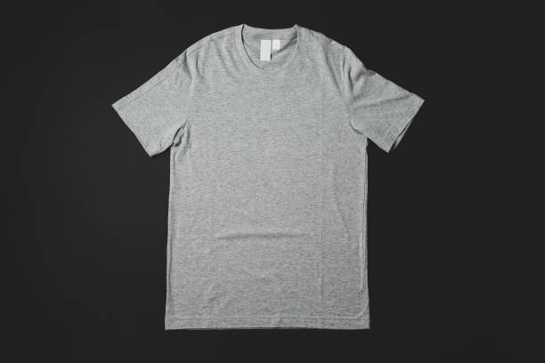 istock Blank gray t-shirt on black background, space for text 1186301918