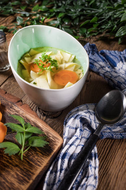 istock Broth - chicken soup in a bowl. 1186303202