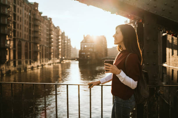 istock Woman exploring Hamburg old town 1186304865