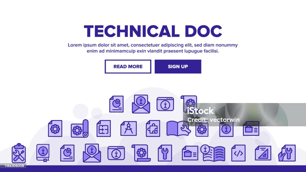Technical Drawing Header Image Technical Documentation Landing Header Vector Stock Illustration ...
