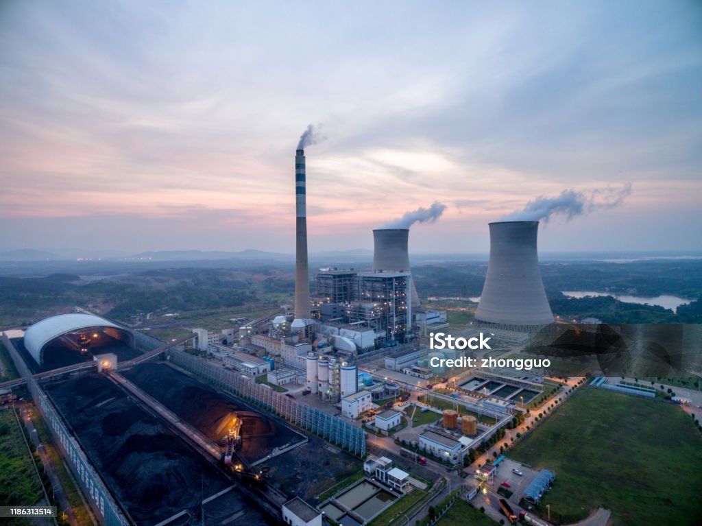 Aerial Photography Of Thermal Power Plants Stock Photo - Download Image Now  - Thermal Power Station, Power Station, Stack - iStock