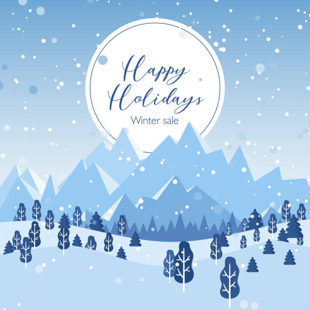 neujahr und weihnachtskarte aus zweifarbigen schneeflocken von blau und grau auf weißem hintergrund. vektor-illustration - snow wind overlay stock-grafiken, -clipart, -cartoons und -symbole