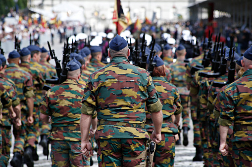 The traditional military and civilian parade on the occasion of today's Belgian National Day in Brussels, Belgium on Jul. 21, 2017. The Belgian National Day celebrated annually on 21st of July marks the day that King Leopold I of Saxe-Coburg-Saalfeld took the oath as first king of the Belgians in 1831.