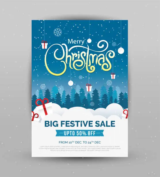 Vector illustration of Christmas Sale Poster Design Template