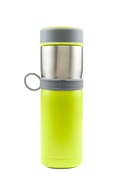 istock Stylish glass thermos isolated on white background 1186324658