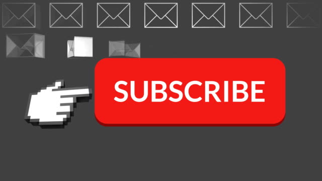 Subscribe button with pointing hand on social media