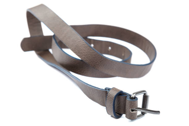 istock Stylish leather belt isolated on white background 1186325145