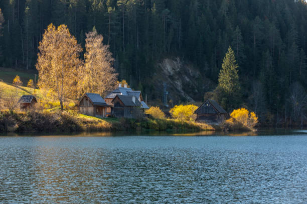 lake hubertussee near  pilgrimage destination  mariazell on the border between styria and lower austria in austria
