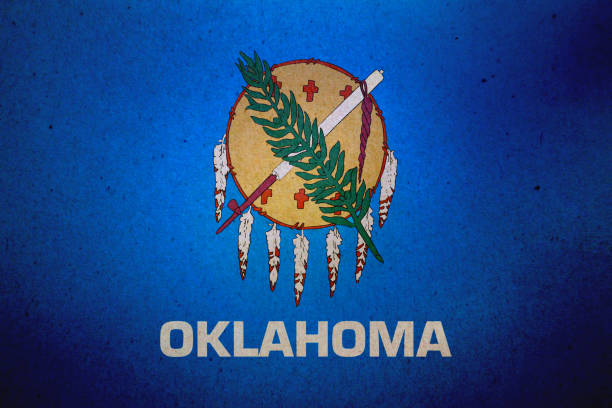 Flag of Oklahoma printed on a paper sheet.