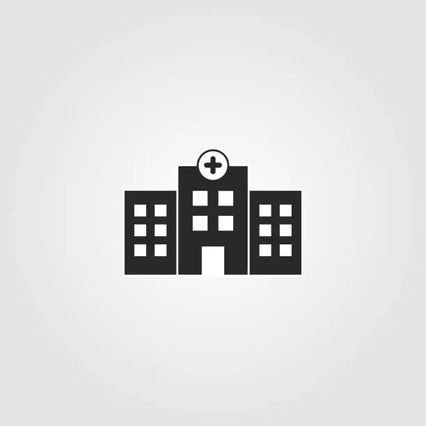 Vector illustration of Hospital building icon. Simple design - health care, medical symbol. Vector illustration.